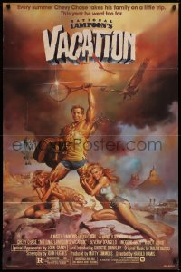 9w641 NATIONAL LAMPOON'S VACATION studio style 1sh 1983 Chevy Chase and cast by Boris Vallejo!