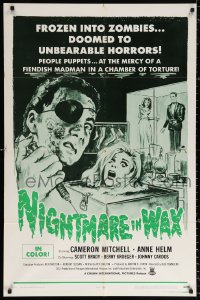 9w654 NIGHTMARE IN WAX 1sh 1969 frozen into zombies, doomed to unbearable horrors, cool art!