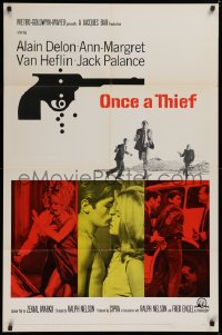 9w664 ONCE A THIEF 1sh 1965 super sexy Ann-Margret, Alain Delon, Van Heflin, Jack Palance!