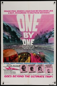 9w665 ONE BY ONE 1sh 1974 Gran prix racing documentary, they win or get killed!