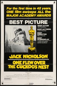 9w666 ONE FLEW OVER THE CUCKOO'S NEST awards 1sh 1975 c/u of Nicholson, Forman classic!