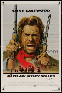 9w669 OUTLAW JOSEY WALES studio style 1sh 1976 Clint Eastwood is an army of one, Roy Anderson art!
