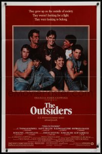 9w671 OUTSIDERS 1sh 1982 Coppola, S.E. Hinton, Howell, Dillon, image of top cast