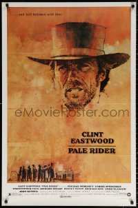 9w673 PALE RIDER 1sh 1985 great western artwork of cowboy Clint Eastwood by C. Michael Dudash!