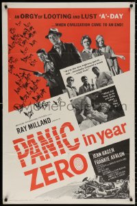 9w674 PANIC IN YEAR ZERO style A 1sh 1962 Ray Milland, Hagen, Frankie Avalon, orgy of looting & lust!