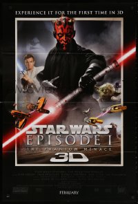 9w682 PHANTOM MENACE int'l advance DS 1sh R2012 Star Wars Episode I in 3-D, different image of Darth Maul!