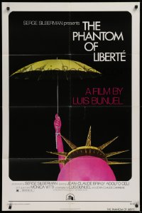 9w683 PHANTOM OF LIBERTE 1sh 1974 Luis Bunuel, outrageous erotic Statue of Liberty art!