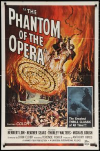 9w685 PHANTOM OF THE OPERA 1sh 1962 Hammer horror, Herbert Lom, art by Reynold Brown!