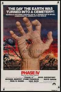 9w687 PHASE IV 1sh 1974 great art of ant crawling out of hand by Gil Cohen, directed by Saul Bass!