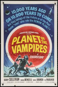 9w694 PLANET OF THE VAMPIRES 1sh 1965 Mario Bava, beings of the future who rule demon planet!
