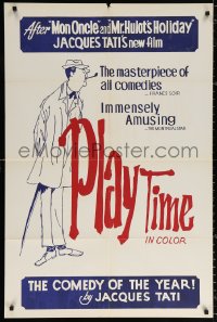 9w697 PLAYTIME Canadian 1sh 1971 great artwork of Jacques Tati as Monsieur Hulot!