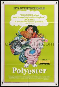 9w699 POLYESTER 1sh 1981 John Waters' trash comedy, Divine & Hunter, Odorama, it's Scentsational!