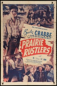 9w702 PRAIRIE RUSTLERS 1sh 1945 great images of Buster Crabbe, Fuzzy St. John & Evelyn Finley!