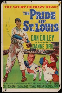 9w703 PRIDE OF ST. LOUIS 1sh 1952 Dan Dailey as Cardinals baseball player Dizzy Dean!