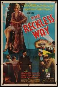 9w726 RECKLESS WAY 1sh 1936 Marian Nixon's million dollar legs won her film fame, ultra-rare!