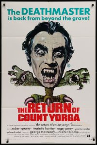 9w731 RETURN OF COUNT YORGA 1sh 1971 Robert Quarry, AIP vampires, wild monster art!