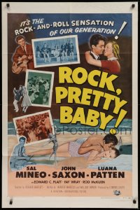 9w751 ROCK PRETTY BABY 1sh 1957 Sal Mineo, it's the rock 'n roll sensation of our generation!