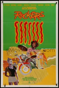 9w752 ROCKERS 1sh 1980 Bunny Wailer, The Heptones, Peter Tosh, cool art of reggae drummer!
