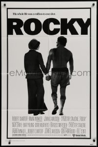 9w753 ROCKY studio style A 1sh 1976 boxer Sylvester Stallone, John G. Avildsen boxing classic!