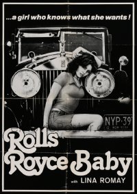 9w758 ROLLS-ROYCE BABY 27x38 Canadian 1sh 1975 sexy Lina Romay sitting in front of vintage Rolls!