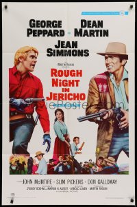 9w761 ROUGH NIGHT IN JERICHO style B 1sh 1967 Dean Martin & George Peppard with guns drawn!