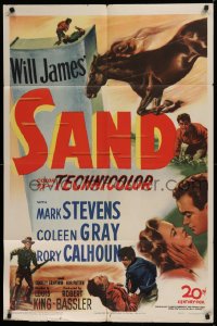 9w766 SAND 1sh 1949 cool horse cowboy western w/ Will James, Coleen Gray, Rory Calhoun!