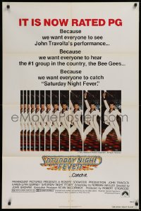 9w769 SATURDAY NIGHT FEVER 1sh R1979 multiple images of disco dancer Travolta, it's now rated PG!