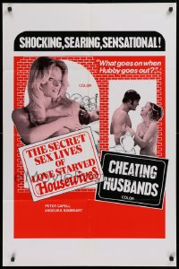 9w779 SECRET LIVES OF LOVE STARVED HOUSEWIVES 25x38 Canadian 1sh 1974 Shocking, searing, sensational