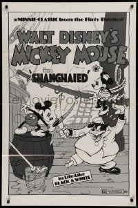 9w791 SHANGHAIED 1sh R1974 cool art of Mickey Mouse dueling Pegleg Pete w/swordfish!