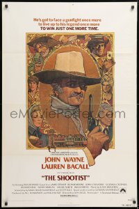 9w794 SHOOTIST 1sh 1976 best Richard Amsel artwork of cowboy John Wayne & cast!