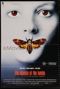 9w798 SILENCE OF THE LAMBS int'l 1sh 1991 image of Anthony Hopkins with moth over mouth!