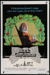 9w799 SILENT NIGHT EVIL NIGHT 1sh 1975 this gruesome image will surely make your skin crawl!