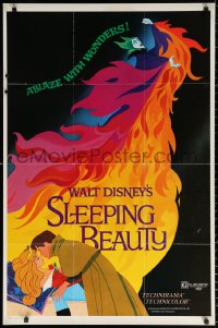 9w807 SLEEPING BEAUTY 1sh R1979 Walt Disney cartoon fairy tale fantasy classic, ablaze w/ wonders!