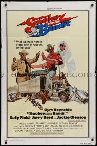 9w811 SMOKEY & THE BANDIT int'l 1sh 1977 art of Burt Reynolds, Sally Field & Jackie Gleason by Solie!