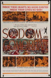 9w812 SODOM & GOMORRAH 1sh 1963 Robert Aldrich, Pier Angeli, wild art of sinful cities!
