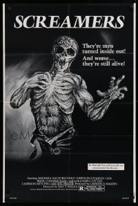 9w814 SOMETHING WAITS IN THE DARK 26x39 1sh 1980 Screamers, completely different monster art!