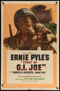 9w841 STORY OF G.I. JOE 1sh 1945 William Wellman, art of Burgess Meredith as journalist Ernie Pyle!
