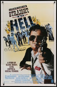 9w843 STRAIGHT TO HELL 1sh 1987 Alex Cox, a story of blood, money, guns, coffee & sexual tension!