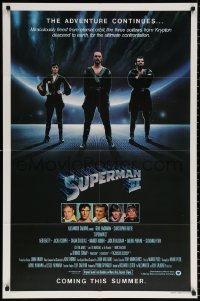 9w862 SUPERMAN II teaser 1sh 1981 Christopher Reeve, Terence Stamp, great image of villains!
