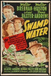 9w865 SWAMP WATER 1sh 1941 Jean Renoir, art of top stars by the sinister mysterious swamp!