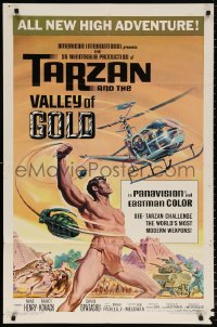 9w871 TARZAN & THE VALLEY OF GOLD 1sh 1966 art of Henry tossing grenades at baddies by Reynold Brown!