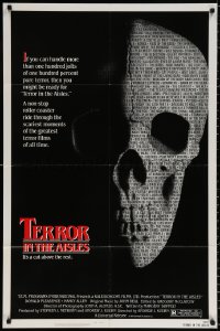 9w880 TERROR IN THE AISLES 1sh 1984 cool close up skull image, a rollercoaster of scary moments!