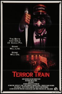 9w881 TERROR TRAIN 1sh 1980 Ben Johnson, Jamie Lee Curtis, art of masked killer Derek McKinnon!