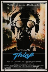 9w886 THIEF 1sh 1981 Michael Mann, really cool image of James Caan w/goggles!