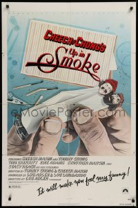 9w936 UP IN SMOKE style B 1sh 1978 Cheech & Chong, it will make you feel funny, revised tagline!