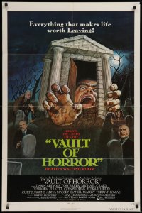 9w938 VAULT OF HORROR 1sh 1973 Tales from the Crypt sequel, cool art of death's waiting room!