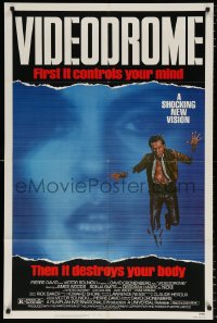 9w941 VIDEODROME 1sh 1983 David Cronenberg, James Woods, huge c/u of Debbie Harry, sci-fi!