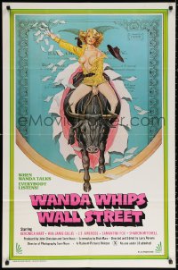 9w945 WANDA WHIPS WALL STREET 1sh 1982 great Tom Tierney art of Veronica Hart riding bull, x-rated!