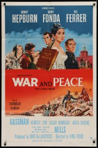 9w948 WAR & PEACE 1sh 1956 art of Audrey Hepburn, Henry Fonda & Mel Ferrer, Leo Tolstoy epic!