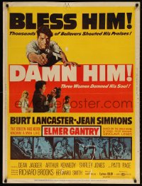 9x117 ELMER GANTRY 30x40 1960 Jean Simmons, Jones, Burt Lancaster in title role, ultra-rare!